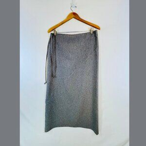 Kookai Long Grey Skirt with Side Tie - Size 6 (FR 36)